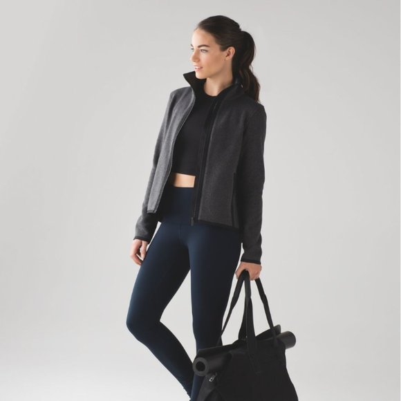 Lululemon Its Fleecing Cold Zip Up Heathered Black/Black 6 - Picture 2 of 16
